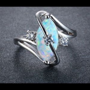 Opal White Gold Bamas Marquise Cut Ring